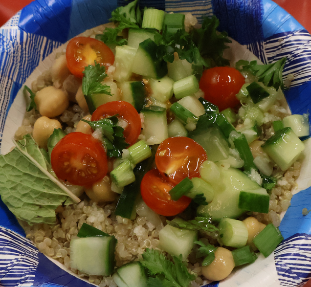 To show the whole grain salad once it's plated.