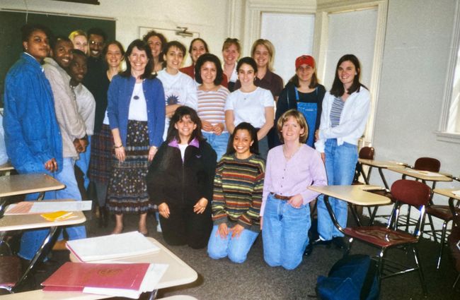 Kay Jones with students (Front row standing in blue sweater)