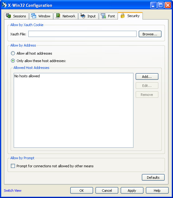 Xconfig Security Tab