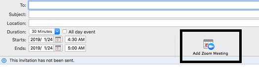 Screenshot of the Zoom Plugin "Add Zoom Meeting" button
