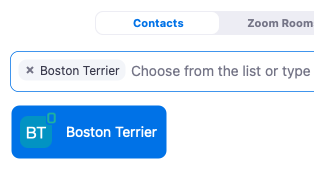 Screenshot of Zoom meeting participant invite prompt with a participant selected
